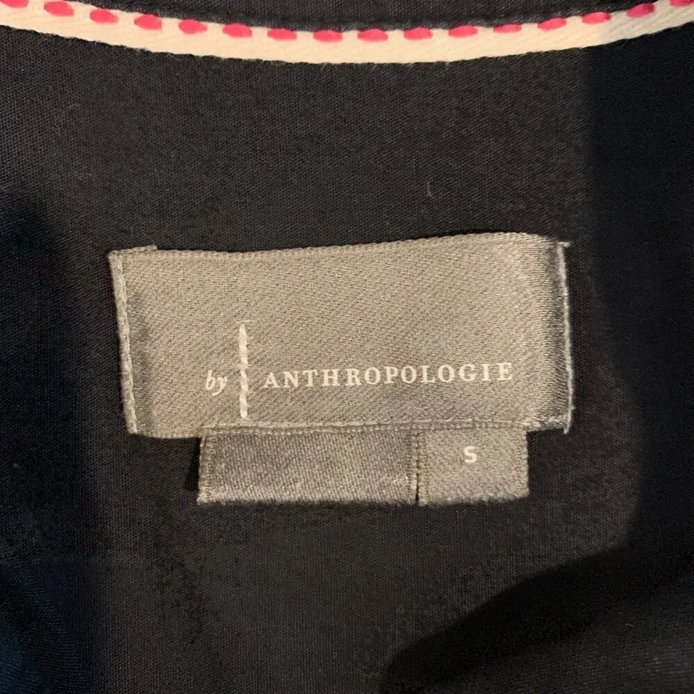 Anthropologie Shirt Women S Small Black Collared Popover Side Buttons Oversized - Picture 7 of 9